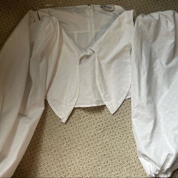 The Attico Off-shoulder Balloon Sleeve Blouse White - Picture 12 of 13